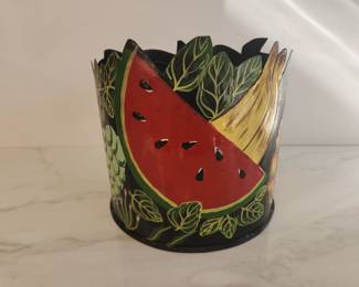 Lot 9444 Vintage Hosley Painted Fruit Tin Basket Planter