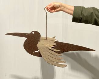 Lot 9692 Vintage Pelican Hanging Cut Metal Bird Sculpture