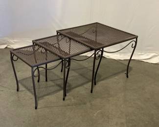 Lot 9335 3 Outdoor Metal Nesting Garden Patio Tables