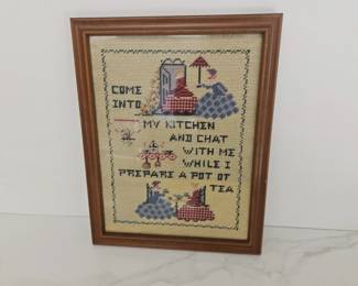 Lot 9572 Kitchen Chat Vintage Needlepoint Art