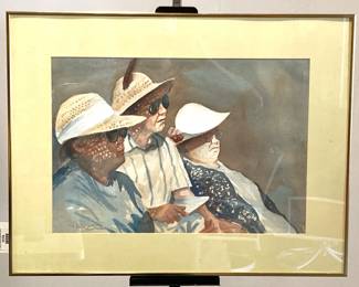 Lot 9296 Donna Bingaman Women Watching Tennis Signed Painting Wall Art