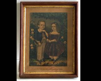Lot 9297 Antique Currier and Ives Little Brother and Sister Colored Print
