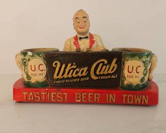 Lot 9415 Vintage Chalkware Utica Club Beer Bar Advertising
