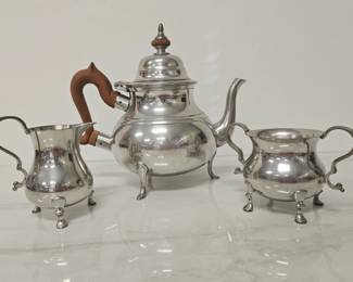 Lot 9715 Williamsburg Pewter Tea Set  Kirk Stieff
