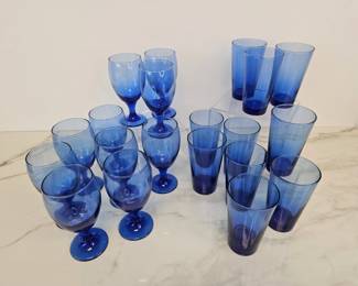 Lot 9326 Libbey Cobalt Blue Glass Tumblers  Goblets
