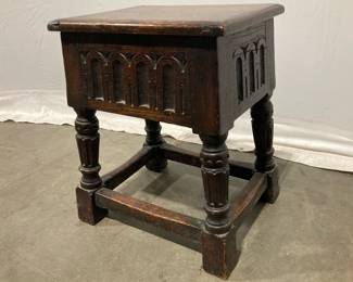 Lot 9705 Antique Wooden Storage Stool w Hinged Top