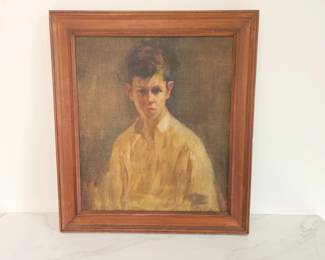 Lot 9753 John R. Frazier Portrait in Oil of a Young Man Art Painting