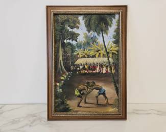 Lot 9453 Chimas Signed Wrestling Match Wall Art Painting