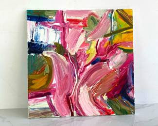 Lot 9271 Laura Davis Signed Abstract Oil Painting  Pink Tempest