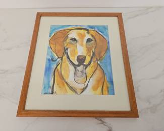 Lot 9574 Shannon Bueker NC Signed Art Watercolor Dog Painting