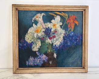 Lot 9555 Signed Original Floral Art Oil Painting