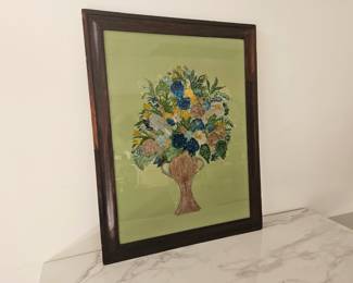 Lot 9754 Original Art Flowers Reverse Painted on Glass