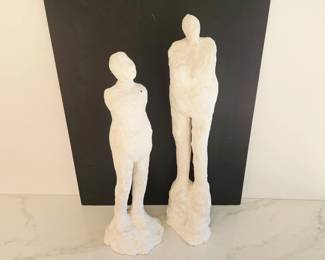 Lot 9591 Margaret White NC Man and Woman Plaster Sculptures