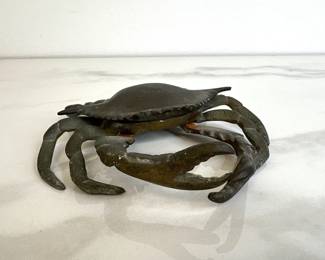 Lot 9600 Vintage Brass Crab Ashtray Trinket Box