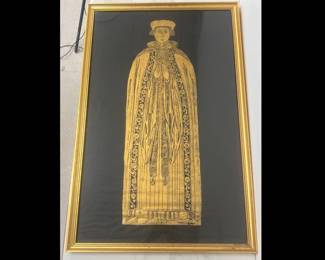 Lot 9042 Brass Rubbing  Praying Monk Wall Art