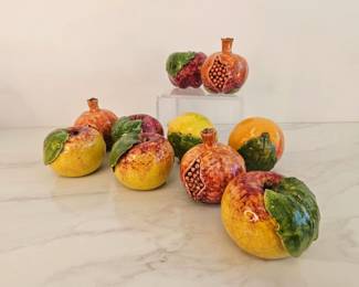 Lot 9412 Majolica Fruit  Pomegranates Apples Lemon Orange