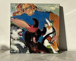 Lot 9551 Shannon Bueker NC Local Artist  Signed Painting Dogfight