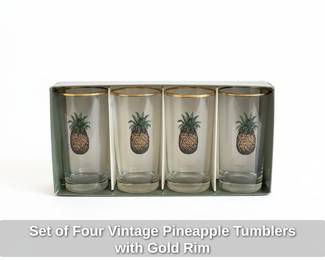 Pineapple Tumbler set with gold trim