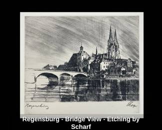 Regensburg Etching by Karl Scharf