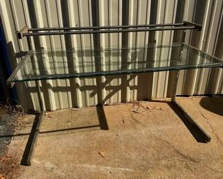 Chrome Frame Glass Top Desk 