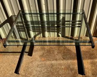 Industrial Glass Top Metal Chromed Desk 