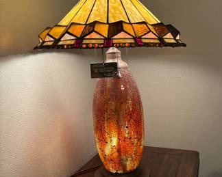 Pair of Colour Creations Tiffany Style Lamps 