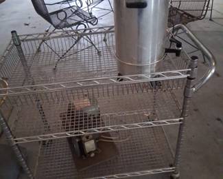 There are several metal carts