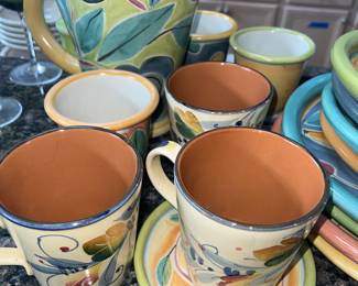 Colorful Cups and Saucers