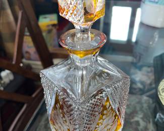 Colored cut Glass Decanter