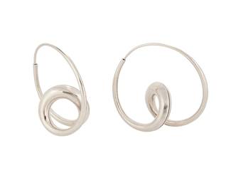 5
Michael Good: A Pair of 18K White Gold 'Baroque' Earrings
Of a graduated spiral design, signed M.Good
2 pieces

Measures: 1 1/2 in.
9.7 grams gross
Estimate: $800 - $1,200