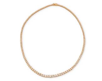 185
An 18K Gold and Diamond Necklace
Featuring graduated round diamonds weighing approximately 10.00 carats

Length: 18 in.
23.7 grams gross
Estimate: $4,000 - $6,000