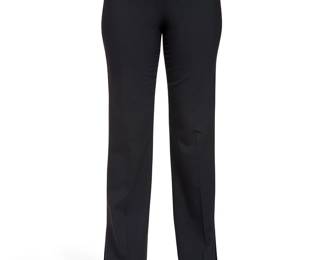 310
CHANEL: A Pair of Ladies' Black Escorial Wool Pants
Circa 2001, France
Label: Chanel / Made in France
The pair of high-waisted fine weave Escorial wool pants, with CC logo to waist, curved waistband with narrow grograin ribbon facing, invisible side zipper, and split seam hem at ankles

Size 40 FR / US 8
Measurements: Waist across front: 14 1/2 in.; hips across back: 19 in.; back rise: 15 1/2 in.; inseam; 33 1/2 in.
Estimate: $300 - $500