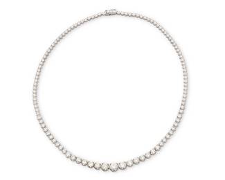 207
A 14K White Gold and Diamond Necklace
Featuring graduated round diamonds weighing approximately 12.75 carats

Length: 18 in.
19.3 grams gross
Estimate: $4,500 - $5,500

