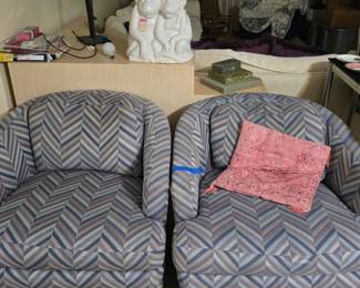 Vintage upholstered lounge chairs 