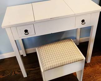 White Vanity with Bench