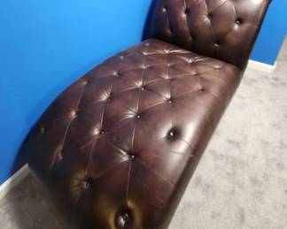 Chaise Lounge Chair with Burgundy LeatherLike Material
