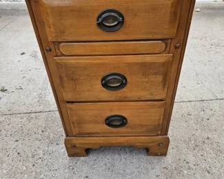 Three Drawer Side Table Solid Wood