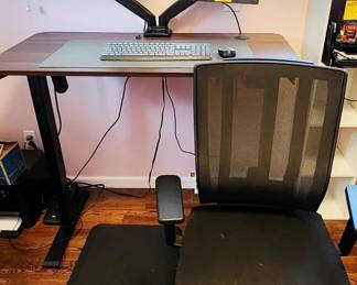 Maidesite Electric Standing Desk, Monitor, Office Chair, Mat Keyboard