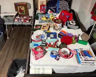 Christmas stuff, twin bed