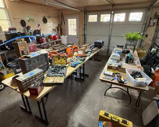 Garage full of garage stuff! Tools and toolboxes. 