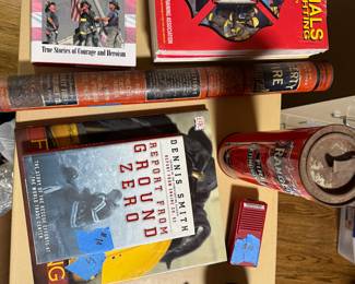 Firefighting memorabilia. Quite a bit of 9/11/01 collectibles. 