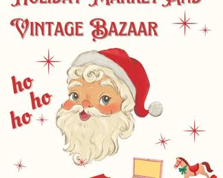 Red and Beige Retro Illustrative Christmas Market Flyer