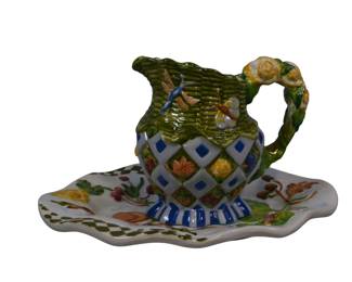 The Zrike Company Handpainted Ceramic Pitcher And Platter (2)