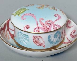 Sandy Lane By The Present Company Porcelain Trinket Box And Dish With Ocean Theme (2)