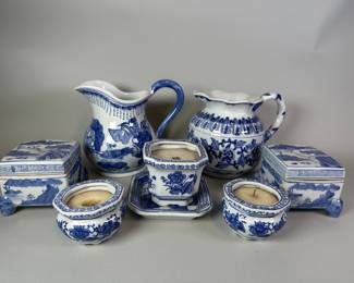Collection Of Modern Chinese Blue And White Porcelain Wares