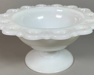 Antique Milk Glass Footed Dish