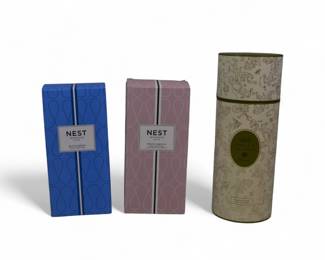 Two Nest Reed Diffusers 'Blue Garden' & 'White Camellia' With A Tocca Bergamot/Gardenia Reed Diffuser (3)