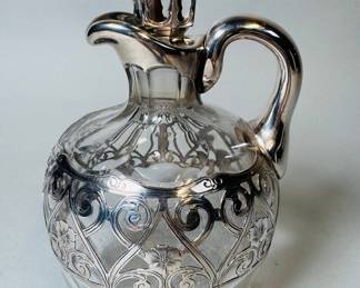 Gorham Silver Overlay Decanter And Stopper, C. 1900