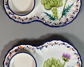 Pair Of French Faience Peint A La Main Artichoke Plates
