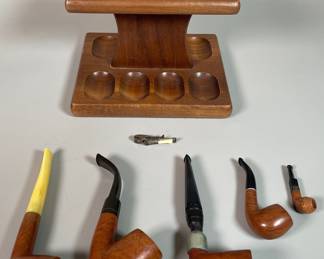 Group Of Vintage Tobacco Pipes And Stand (8)